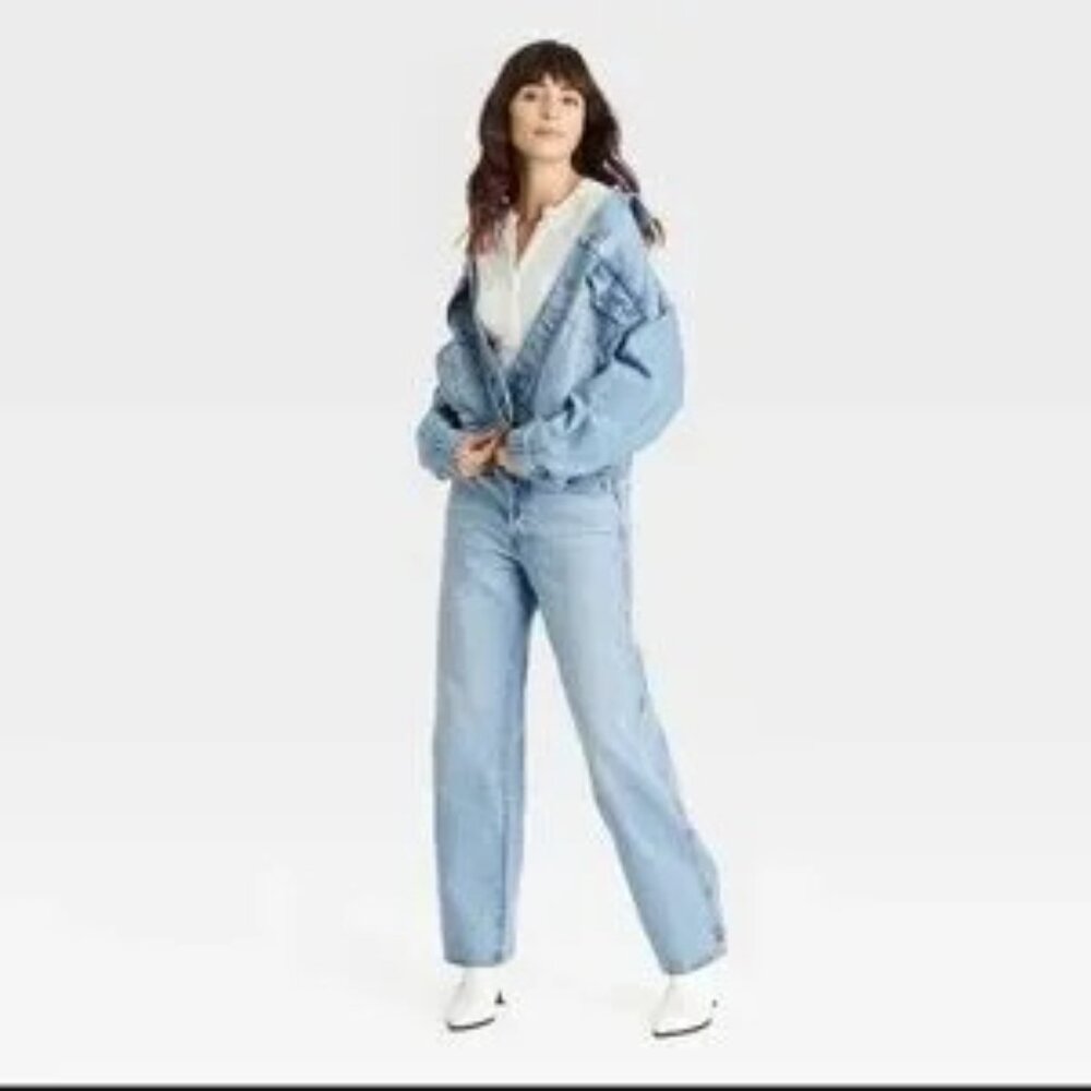 Universal Thread Studded Mid Rise 90s Baggy Jeans 16 Womens Light Wash Blue NEW - Picture 4 of 12